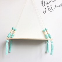 벽장식소품 우드 인테리어 헌팅트로피 소품 북유럽 스타일 수제 유치원 장식 벽 선반 소녀 옷 보관 랙 방, 05 green