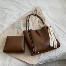 SHANHANG 여성용 모던 쇼퍼 숄더백 + 구성품 랜덤 발송, 브라운