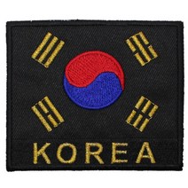 패치 02번 태극기 KOREA 검정 금사 78X65mm 육군 해군 공군 군인 명찰 배낭 의류 부착 자수 TS 태성
