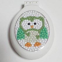 소영상점 보석십자수 부엉이 거울빗 만들기 세트 비즈 큐빅십자수 학습교구, 초록 부엉이