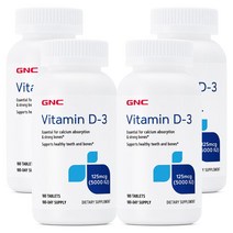 GNC 비타민 D3 5000IU 180정 x 4 (총4개), 4개