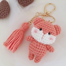 JW손뜨개 귀여운 동물 키링 (곰 토끼 고양이) 만들기 패키지, 주황곰돌이