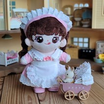 지오몽 15cm 20cm 인형옷 메이드 드레스 에어프런 리본 드레스 무속성 솜뭉치 의상 아이돌 인형 옷, 핑크