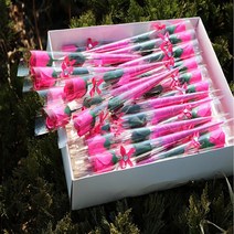 졸업식 비누 꽃다발 비누꽃 조화꽃 15p, 핫핑크