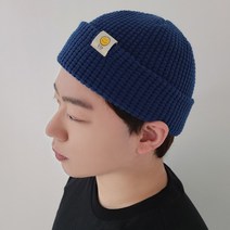 이코마켓 국산 라벨와플패턴 남녀공용 비니 모자 니트숏비니 가을 겨울 봄