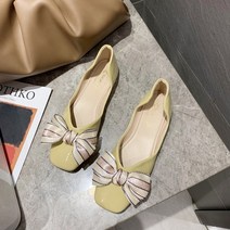 나루니 여성플랫슈즈 플랫슈즈 리본 왕리본 가죽 에나멜 스퀘어토 레드 크림 옐로우 봄 여름 가을 1cm