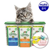필라인 그리니즈 276gx2개+템테이션간식+캣닢쿠션+물티슈, 맛1:닭고기맛 276g|맛2:참치맛 276g