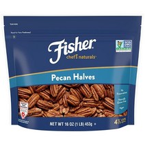 Fisher 피칸 반쪽 473.2ml(16온스) 무염 방부제 없음 천연 글루텐 프리 GMO 프리 비건 팔레오 케토 너트