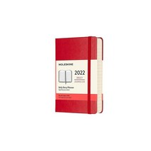 Moleskine 클래식 12개월 2022 데일리 플래너 하드 커버 라지12.7cm x 21cm5인치 8.25인치 스칼렛 레드, Daily