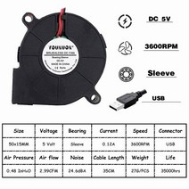 거실 실링팬 우드 에어컨 2pcs 5015 5cm dc 5v 12v 24v 2pin 듀얼 볼유압 베어링 브러시리스 냉각 터빈 송풍기 팬 50mm x 15mm 송풍기 쿨러 팬, 5V USB, 08 5V USB