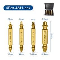 5다양한 사이즈 스틸 속도 스크류 추출기 드릴 트 가이드 세트 볼트 리무버 쉬운 아웃 목공 도구, 4pcs 4341 box gold