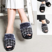 브로그맨 털 슬리퍼 겨울 퍼 여성블로퍼 키높이 통굽 5cm