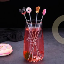 스텐 칵테일머들러 하이볼 스틱 스푼 음료젓기 머들링, 8도넛머들러 초코, 1개