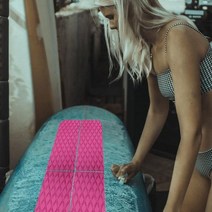 서핑보드 패들 수영 바디 아쿠아 바다 서핑 보드 트랙션 패드 미끄럼 방지 매트 부식 접착 그립 데크 테일 4 개, 분홍색