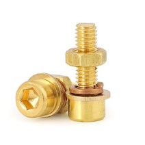 특수볼트M3 M4 M6 M8 4-in-one 황동 볼트 플랫 가스켓 스프링 와셔 너트 나사 컵 헤드 구리 육각 소켓 조합, 26 M6x12(2set)