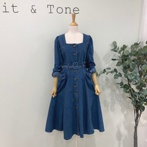 핏앤톤 스퀘어넥 벨트 데님원피스(FTAOPS1130)