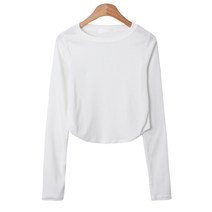 스팩트 아린 국내생산 기모 굴림 라운드넥 크롭 여성 긴팔 티셔츠 4 color