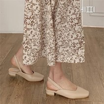 [에피소드블랑] 여자 단색 플랫굽 레더 베이직 슬링백 3cm