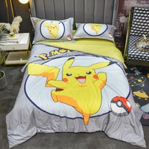 피카츄 여름 이불 아이 초등 침구세트 침대 남아 여아 얇은 이불, H. 포켓몬_싱글3피스커버형