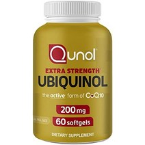 qunol ubiquinol coq10 200mg 소프트젤 심장 및 혈관 건강을 위한 강력한 항산화제 에너지 생산에 필수 coq10의 천연 보충제 활성 형태 60ct 소프트젤, 60카운트(1팩)