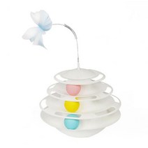 캣타워 고양이 티저 장난감 내장 공 분리형 3 층 애완 동물 새끼 턴테이블 타워 트랙 용품, 01 WHITE