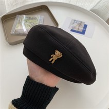 너의 베이비베어~일본계 빈티지 캐릭터 브라운 모직베레모녀 가을겨울 패션기질 화가 모자남