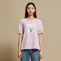 [올리비아로렌] 프릴소매 원포인트 티셔츠VOCASWM5111