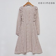 668646 코인코즈 페미닌 프릴 포인트 나염 롱 원피스 IY3SO1210