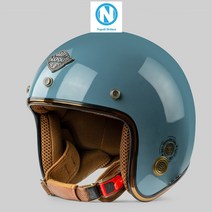나폴리 Napoli 오픈페이스 SH 루비 유광 다크스카이 블루 안전 인증 스쿠터 바이크 헬멧 소두핏 하이바 레트로 클래식 텐덤 반모 킥보드, 기본 헬멧(유광 다크스카이블루)