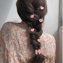 디스코머리 장식 복숭아 하트 미니 집게핀x10개 여자