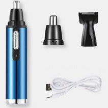 충전식 전동 코털 제거 정리기2In 1 Trimmer For Men Electric Nose And Ear Rechargeable Hair Beard Clea, 03 Blue