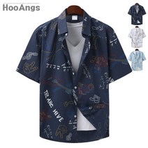 후앙스 오버핏 하이브 프린팅 하와이언 반팔셔츠 MSST-7465