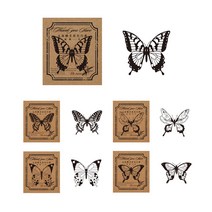 나비 요정 버터플라이 빈티지 우드 스탬프 일러스트 다이어리 꾸미기 다꾸 도장놀이, F