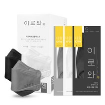 KF94 이로와 마스크 [대형] (50매 100매) 여름용 초경량 대형 블랙 그레이 화이트, 회색, 100매