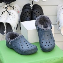 CROCS 크록스 겨울 털신 겨울크록스 털크록스 방한슬리퍼 방한화 겨울신발 슬리퍼 운동화, M7=39/40, 네이비/그레이