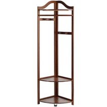 코너 옷걸이 모서리 심플 수납 롱코트 옷걸이 행거, 우드컬러