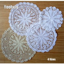 라탄테이블세트 야외 테라스모던한 코튼 크로셰 냅킨 테이블 컵 매트 패드 15-35CM 장식 플레이스 커피