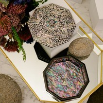 나전칠기 팔각 꼭지 자개악세사리보석함, 1개