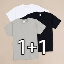 1+1 남녀공용 17수 반팔 무지 라운드 티셔츠 2장세트 반팔티 빅사이즈 단체티