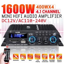 블루투스 미니 앰프 길거리공연 매장용 리시버 통기타 올인원 s-299 4400w 4.1 채널 전력 증폭기 오디오 노래방 홈 시어터 증폭기 홈 자동차 무선 증폭기 usbsd, 2-은