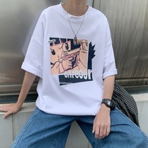 KORELAN 애니메이션 프린팅 반팔티 여름신상 일본패션 캐릭터 반팔캐주얼커플 5부
