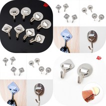 마트498 스텐 접착식 후크 행거 4P 차키걸이 수건걸이 가방걸이 청소도구걸이 모자걸이 벽부착옷걸이, 원형