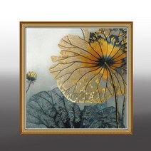 연꽃 전체 큐빅 행운 인테리어 그림 사무실 현관 보석십자수 재료 만들기 세트, 50x50