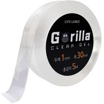 접착흔적 없는 고릴라 클리어겔 실리콘 방수 양면테이프, 두께 1mm x 폭 30mm x 총길이 5M