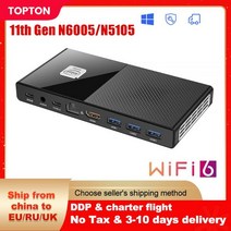 ToptonM6 11 세대 인텔 미니 PC 컴퓨터 윈도우 프로 N6005 N5105 DDR4 2933MHz NVMe 오피스 2500M LAN HDMI2.0 WiFi6 BT5.2, CN, Pentium N6000 + EU, 8GB DDR4 128GB NVMe