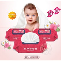 항균 아기 물티슈 (275g100매*10) 차콜그린 로즈카모마일 ISO인증 무형광 무색소 무향 원터치캡형