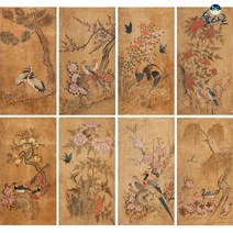 화조도 8폭 병풍 3 민화그리기 민화본 꽃그림, 화훼도 8폭 병풍(5), 고급 닥순지, 중형