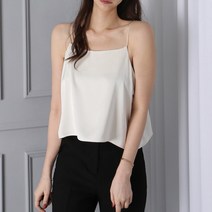 뷔스티에 탑 새틴 스퀘어 일자 실크 끈나시