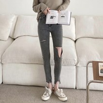 [바보사랑] 여성 청바지 데님 팬츠 바지 데일리 데미지 스키니