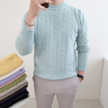 남자 니트 꽈배기 무지 빅사이즈 가을 겨울 케이블 스웨터 티셔츠